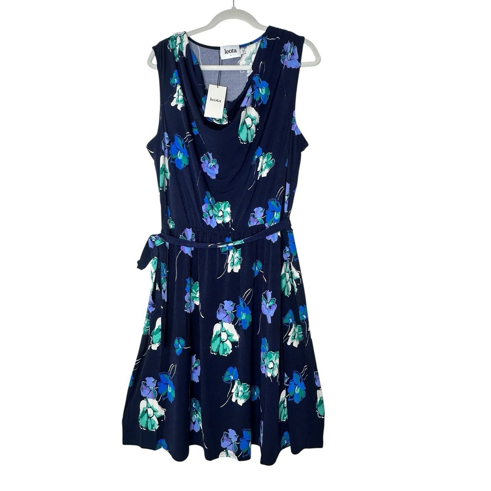 New Leota Dress Women's Size 2 L Floral Sleeveless Stretch Elastic Waist Formal